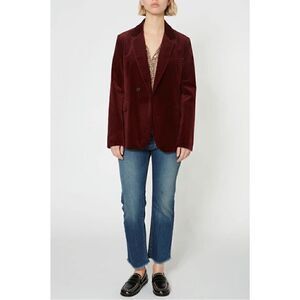 Nili Lotan Classon Velvet Burgundy Single Breasted One Button Jacket Blazer Sz 8